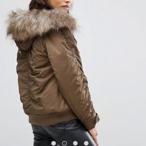 Fur Hooded bomber Jacket